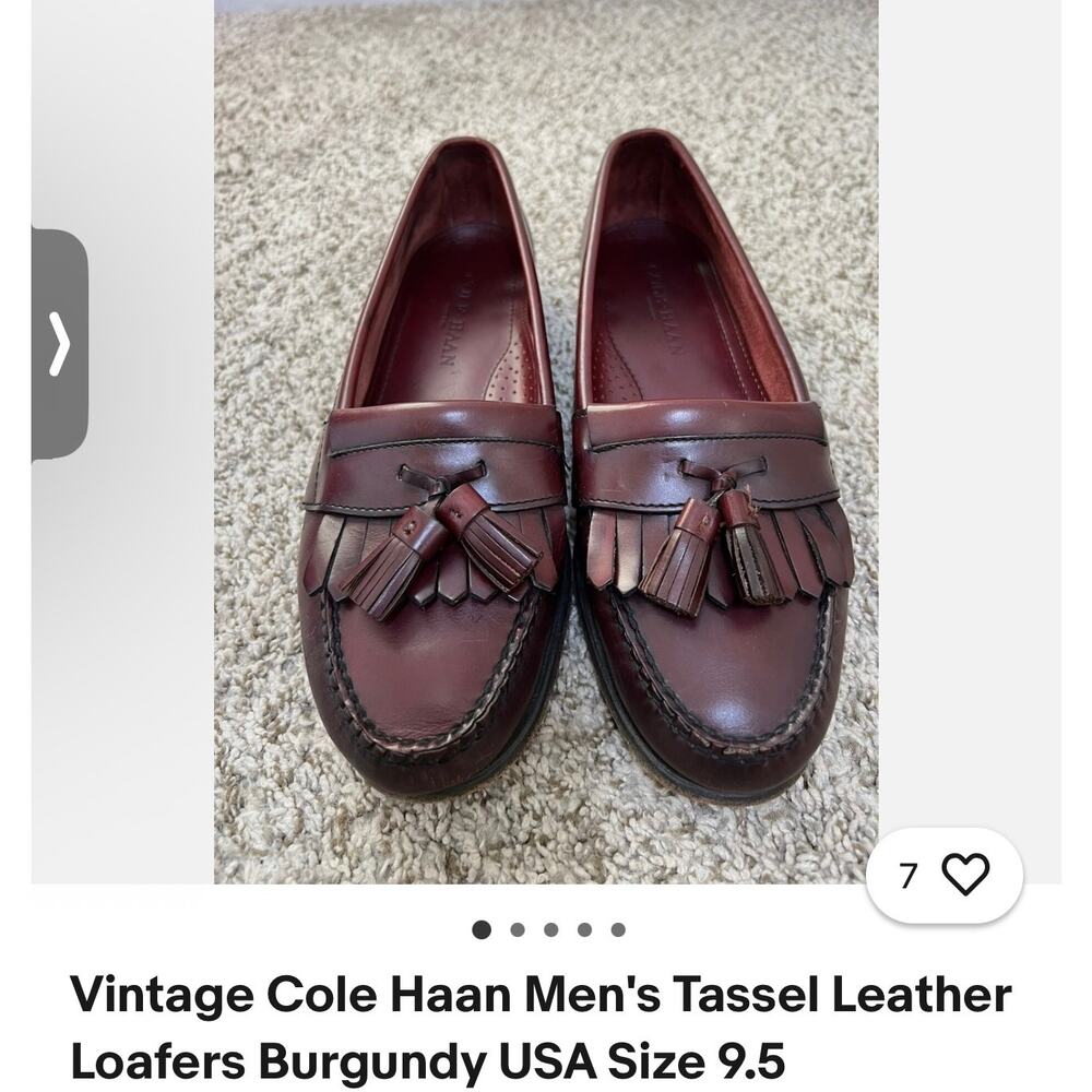 Cole Haan vintage tassel penny loafers burgundy men’s sz 8